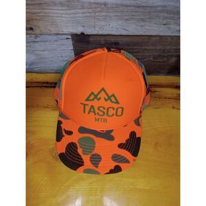 Vtg Camouflage Hat Blaze Orange Hunt Snapback Baseball Camo Cap GC
